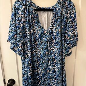 Amazon Blue Floral Tunic Top 3X